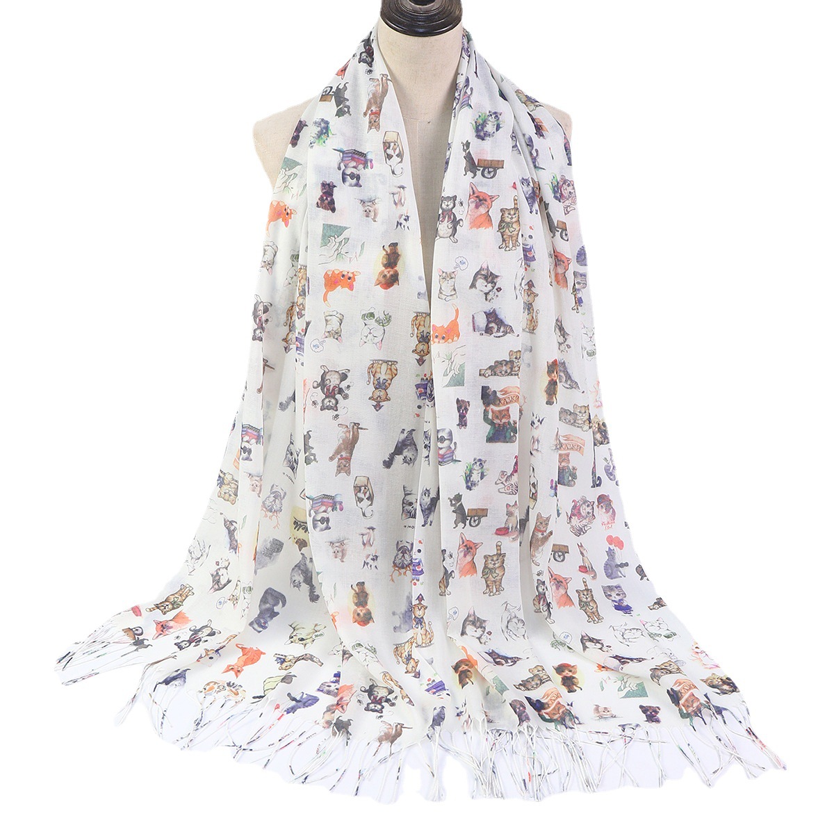 One-Piece Delivery New Export European and American Digital Printing Fashion Animal Printing Scarf Shawl Factory Wholesale