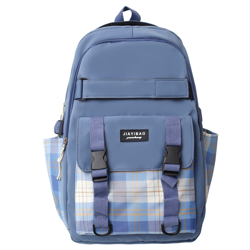Plaid School Bag for Junior and Senior High School Students New Simple Casual Girl Backpack