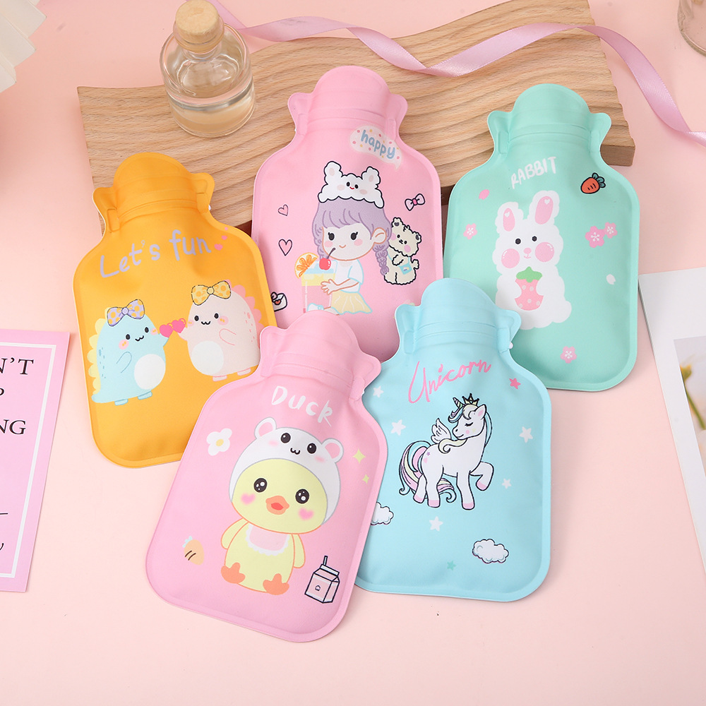 Cute Water Injection Hot Water Bottle Ins Cartoon-Portable Hand Warmer Double-Layer Sponge Hot Water Injection Bag Factory Wholesale