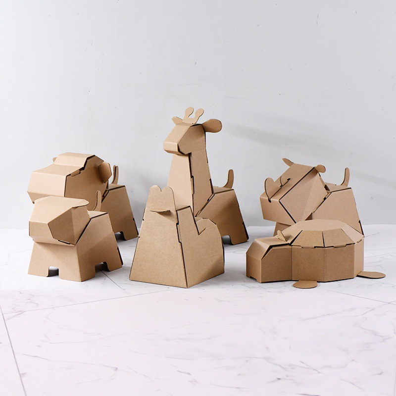 幼儿园礼物可爱动物系列纸质玩具装饰品儿童手工diy纸箱材料套装