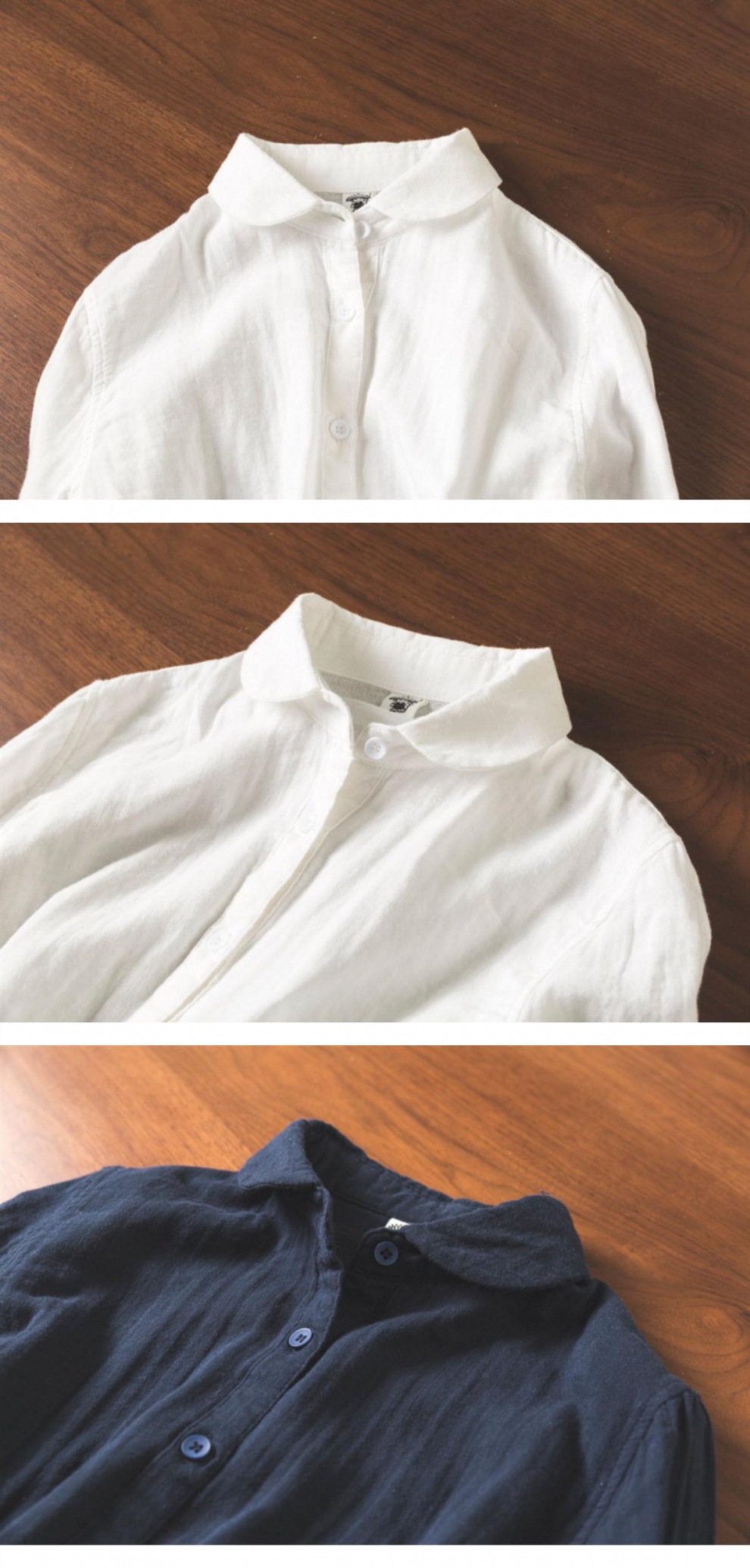 竖领双层棉纱衬衫女长袖立领衬衣全棉气质百搭白色上衣设计感小众