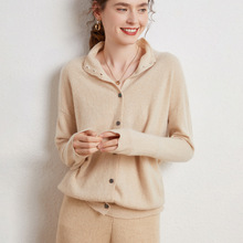 复古新款纯色女士半高领羊绒开衫修身洋气韩版单排扣时尚羊毛衫