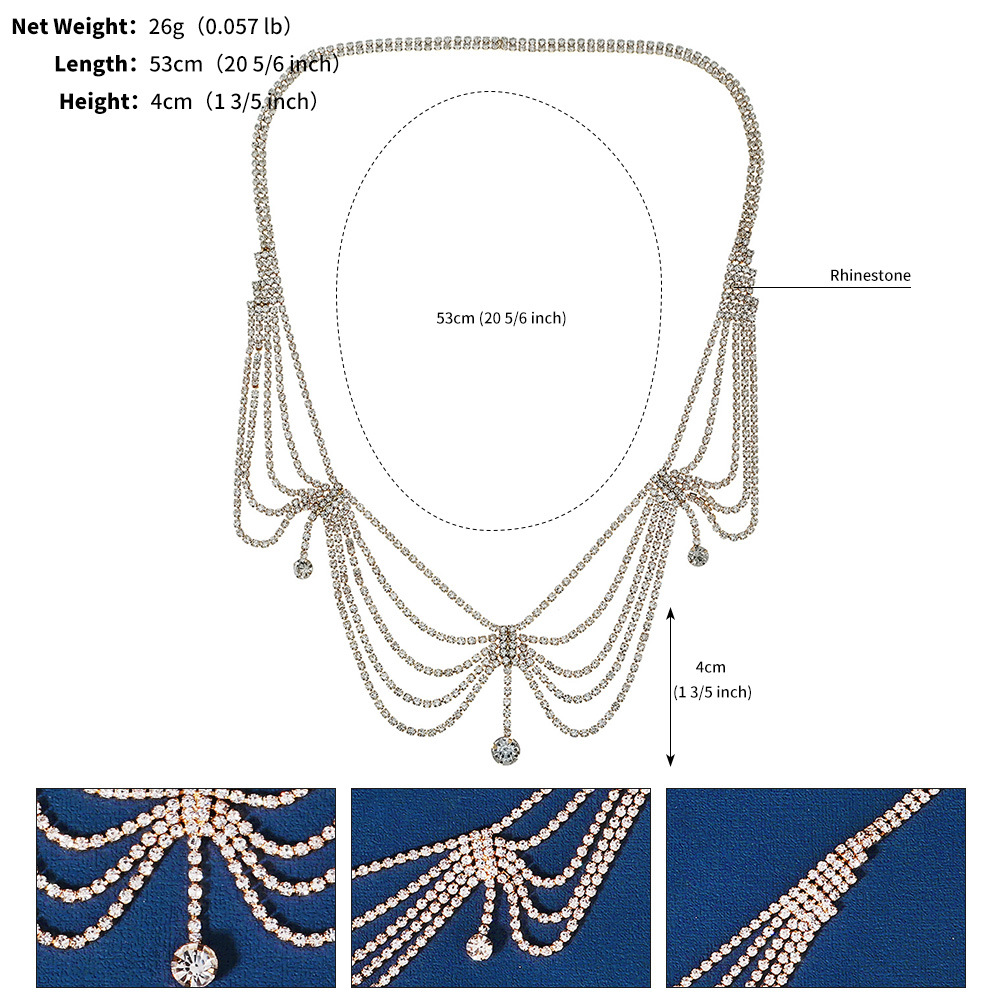 European and American Retro Chain Headdress Light Luxury Design Multi-Layer Twin Rhinestone Hair Band Bohemian Style Forehead Ornament Head Chain