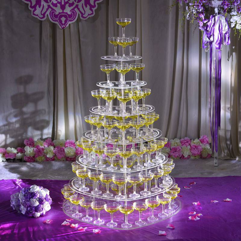 婚庆道具七层心形香槟塔 婚礼仪式布置酒台杯塔架新款