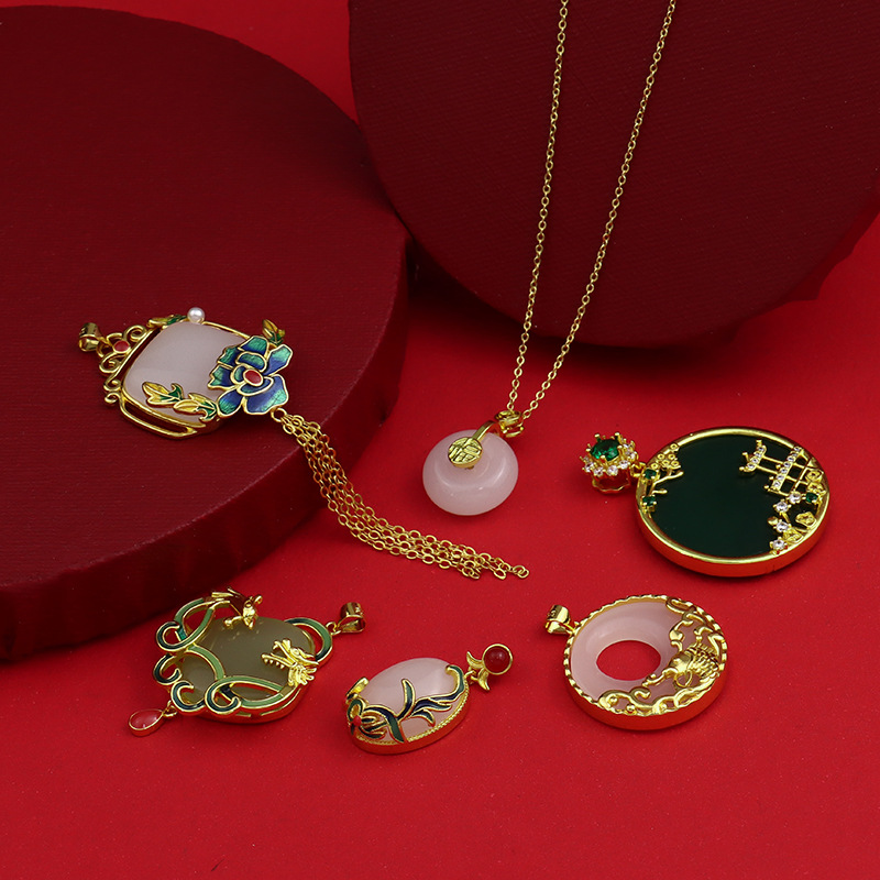 中国风经典创意百搭款玉髓项链国潮宫廷风饰品小众旗袍女生配饰