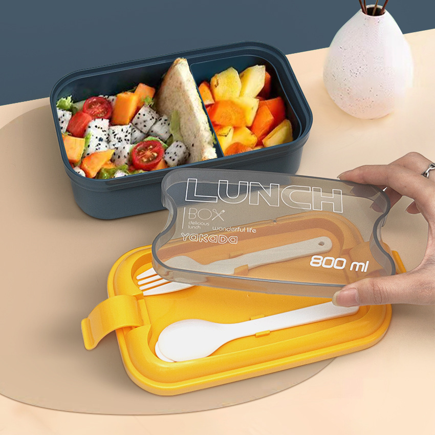 Contrast Color Lunch Box Microwave Oven Heating Crisper Sealed Tableware Office Worker Student Lunch to-Go Box Lunch Box Cross-Border