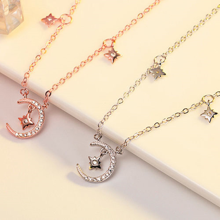项链女星星月亮项链锁骨链ins潮人韩版简约网红气质女生闺蜜吊坠