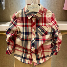 现货韩版童装外贸尾单国内专柜男童红格子衬衣TKYC211203B