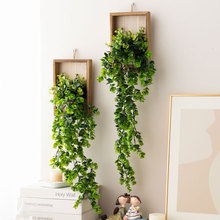 北欧木质壁挂花假绿植民宿卧室背景立体墙面装饰盆栽挂件藤蔓
