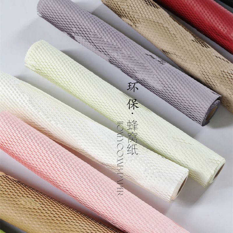 Honeycomb Paper Wrapping Paper Environmental Protection Shockproof Buffer Wrapping Paper Degradable Mesh Paper Box Gift Wrap Paper Ins Style
