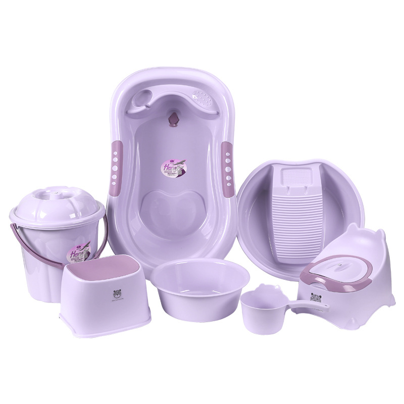 Wholesale Tenbabe Newborn Large Sized Bathtub Set Thickened Baby Laundry Basin Bath Gift Seven Piece Set