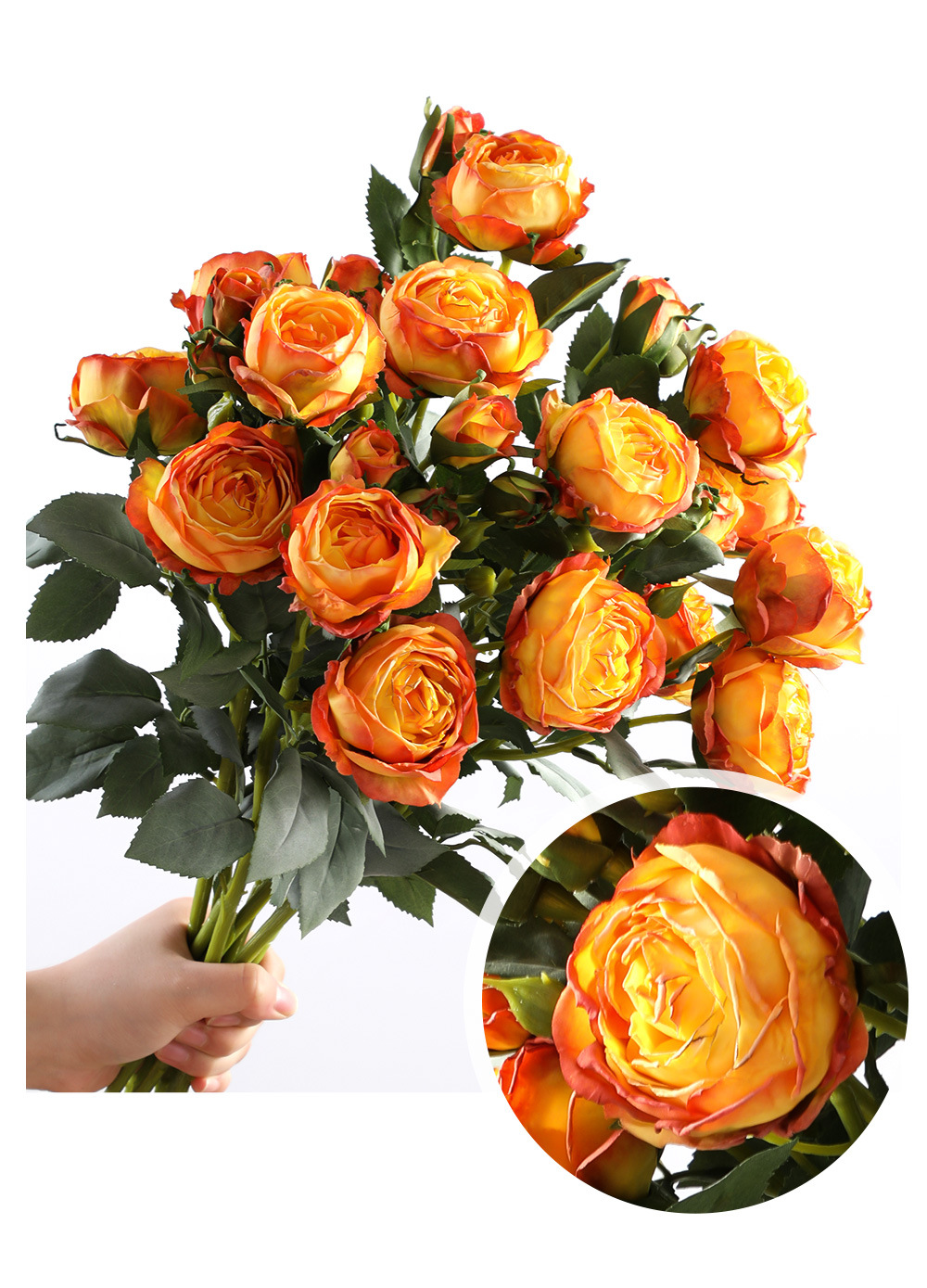 仿真焦边干燥玫瑰花美芯玫苞家居酒店插花网红ins装饰品假花摆件