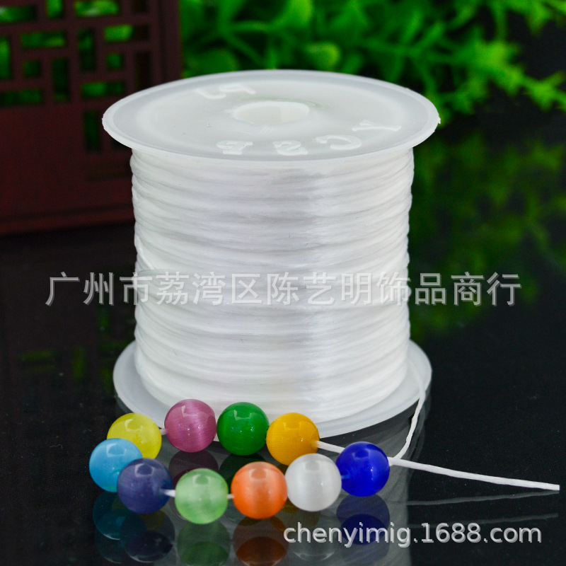 50 M Flat Crystal Cable Hair Extension Filament Elastic String Good Elasticity Wear-Resistant Thread with Bead DIY Beaded Bracelet String