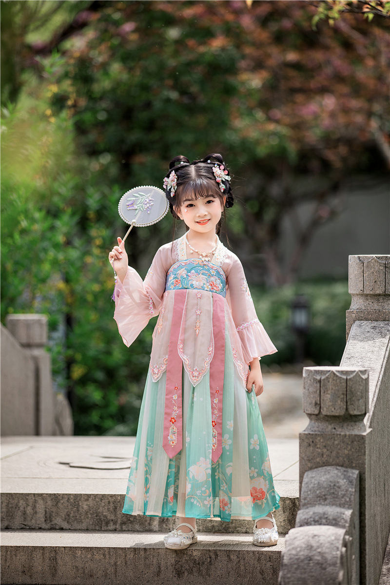 女童汉服改良夏季古装儿童襦裙中国风夏唐装飘逸连衣裙演出服