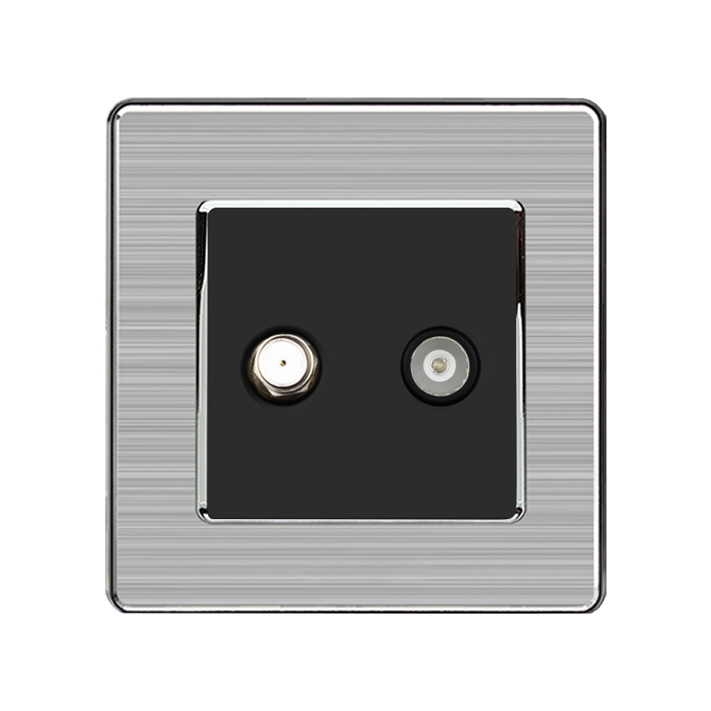 0成交0个86型不锈钢面板卫星电视插座有线数字电视插座家用卫星tv插座