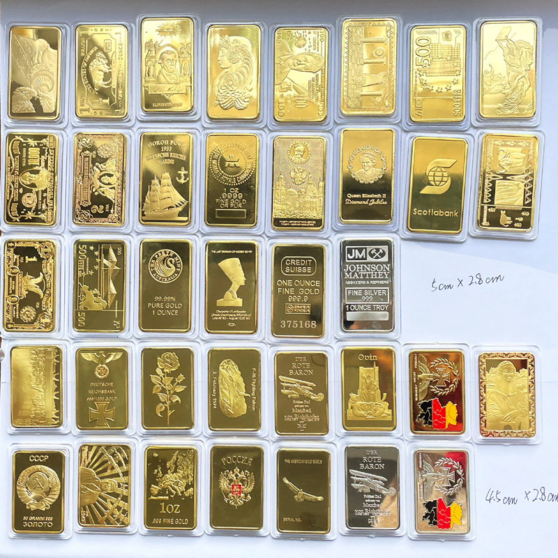 方形镀金块工艺品徽章条子欧式纪念章金条美国外贸公牛纪念币