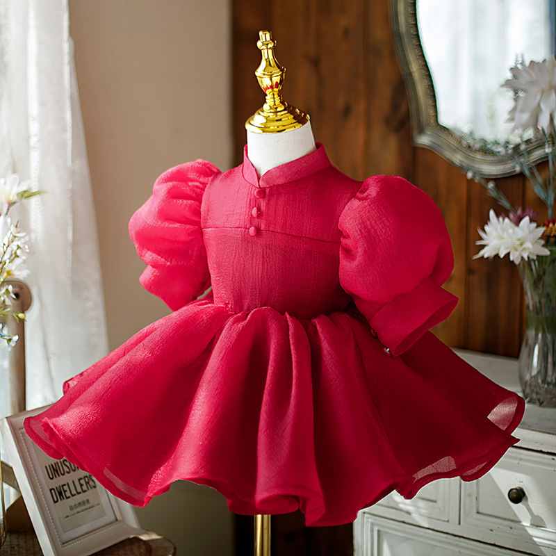 儿童礼服公主裙女宝宝一周岁礼服高端花童生日抓周公主裙一件代发