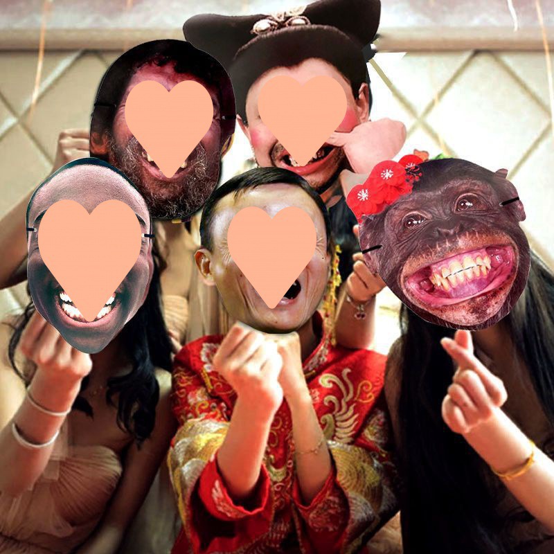 结婚道具整蛊网红堵门搞笑面具年会游戏接亲舞会表情包索吻小岳岳