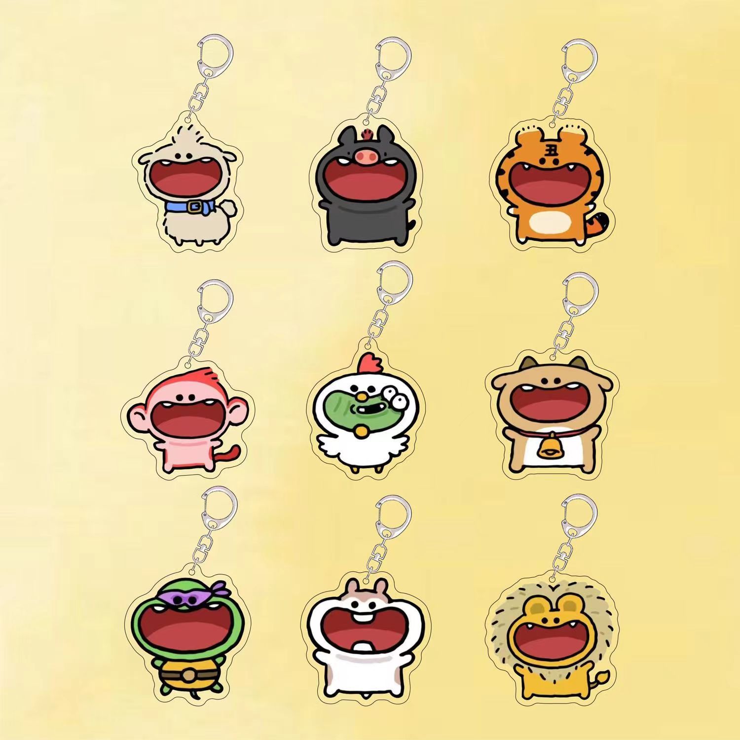 大嘴巴小动物钥匙扣可爱羊驼小猴卡通亚克力书包挂件送朋友同学