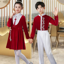 五一儿童合唱演出服中小学生大合唱团女童朗诵礼服中国风表演服装