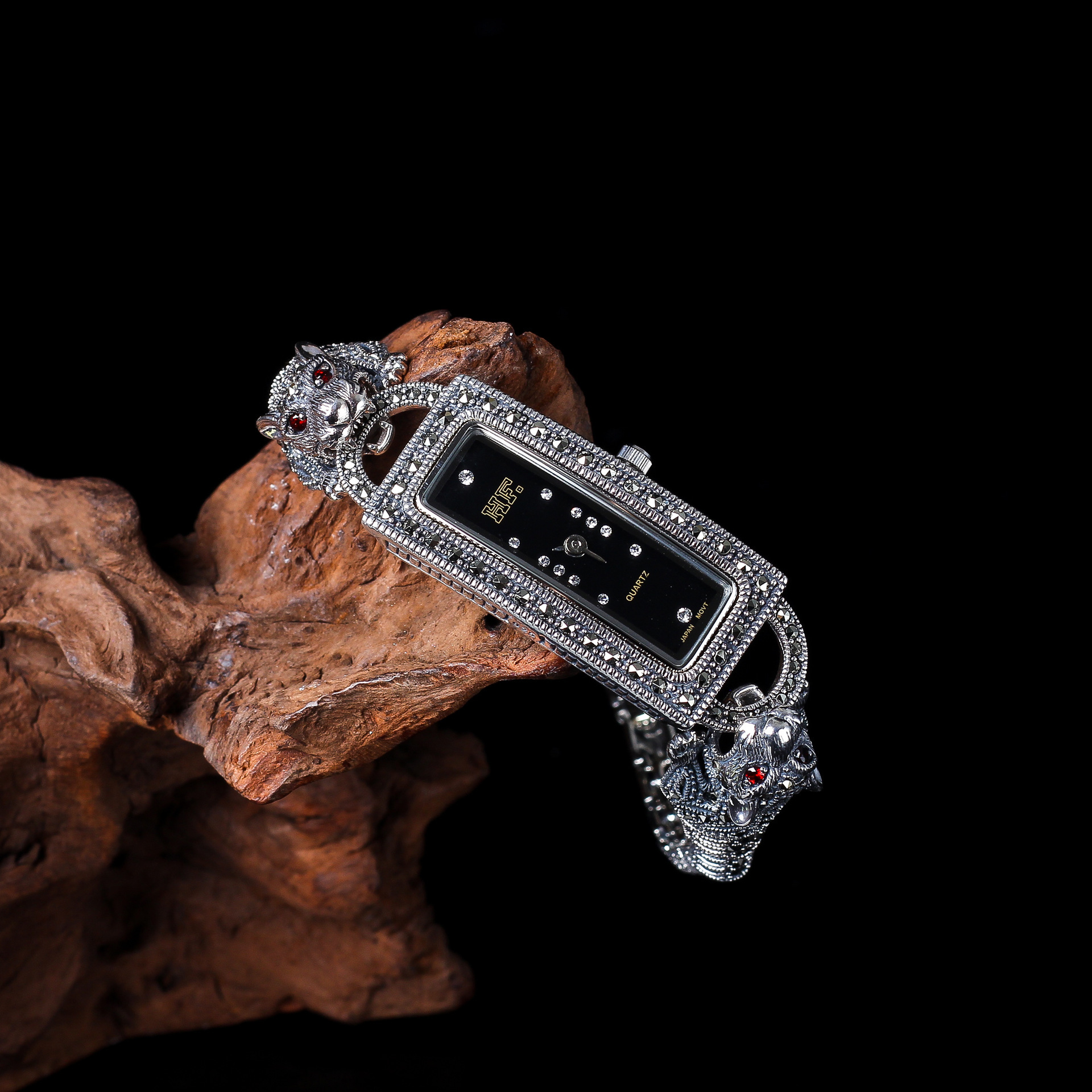 人品银品s925纯银饰品泰国精工工艺手饰泰银女士豹子手链手表