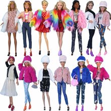 6分玩具娃衣30厘米巴比娃娃衣服时尚皮草毛外套披巾多款外贸女孩