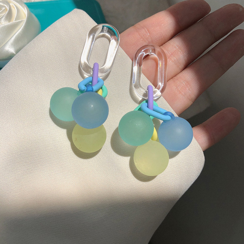 Colorful Bubble Gum ~ Candy-Colored Earrings Long Tassel Fun Ball Earrings Ins Niche Design Earrings for Women