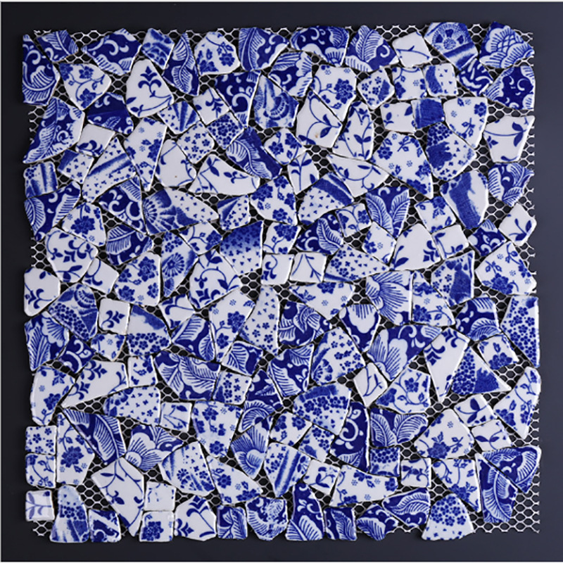 景德镇青花陶瓷碎片马赛克中式古典明清厨卫墙面地面砖泳池砖批发