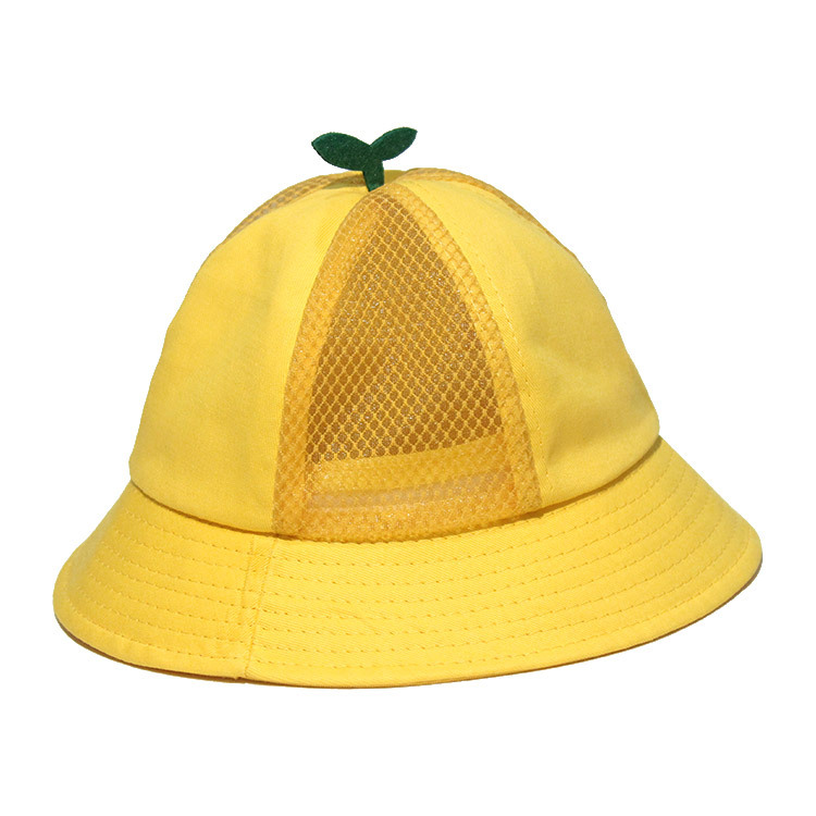 Kindergarten Children's Hat Yellow Cap Printed Logo Pure Cotton Bucket Hat Student Breathable Spring and Summer Sun Protection Sun Hat