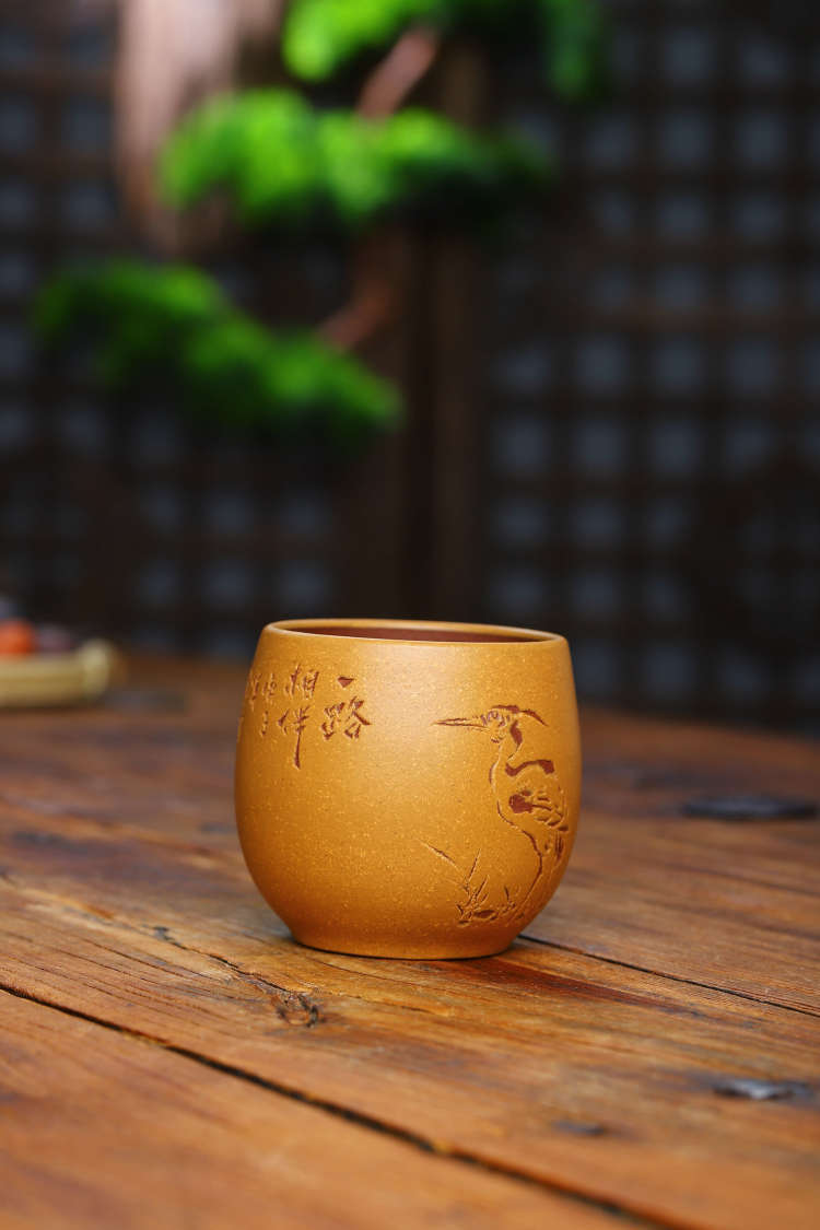 宜兴紫砂壶茶具名家庾寒雪真品纯手工精品原矿优质段泥紫泥主人杯