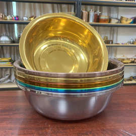 不锈钢金色面盆大脸盆加厚水洗菜盆食堂打饭菜盆洗脸大号盆批发