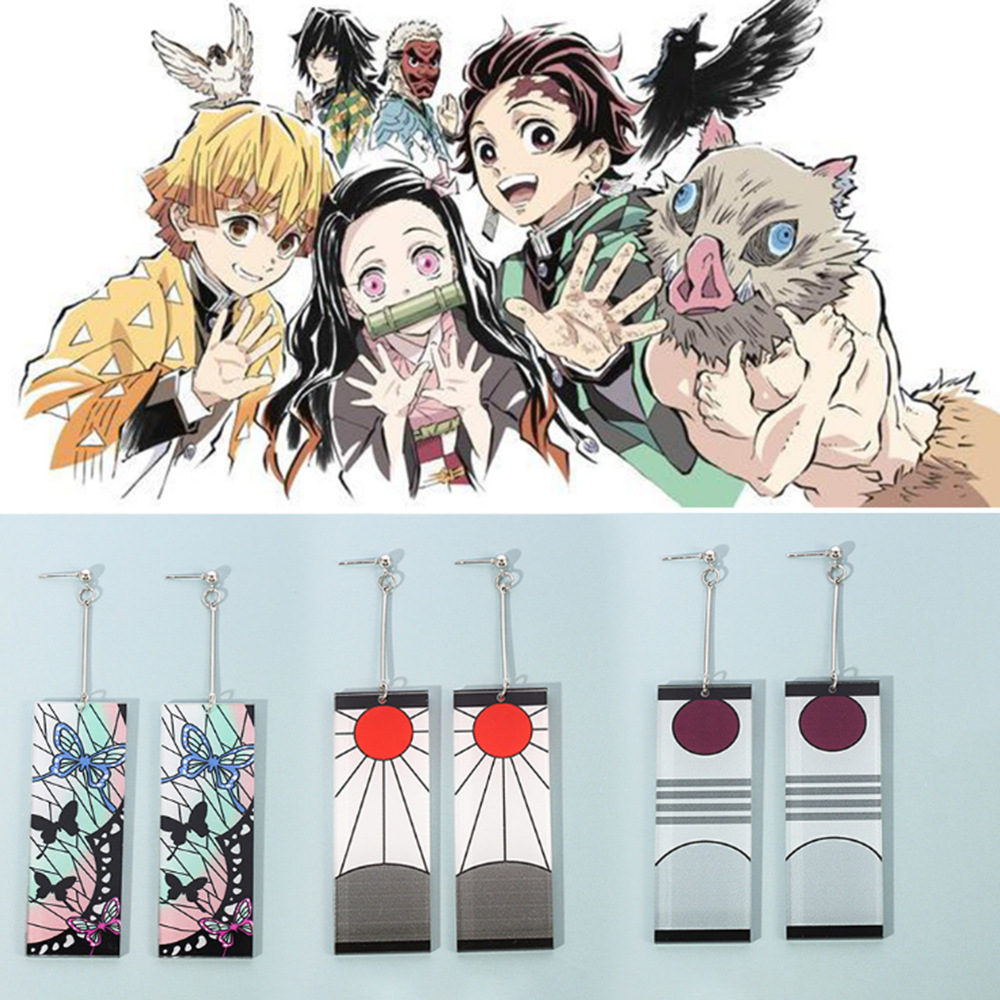 日漫周边饰品 鬼灭之刃耳饰跨境热卖滴油新款灶门炭治郎同款耳环