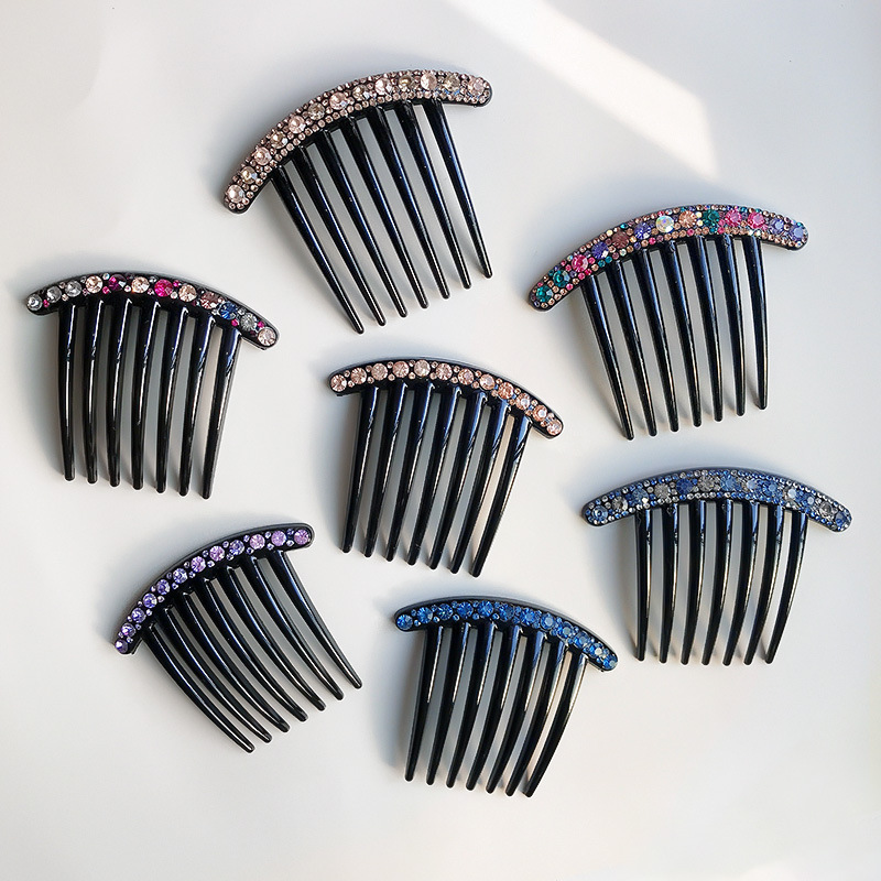 韩国发梳插梳简约水钻发插发簪刘海梳七齿梳发饰盘发夹送妈妈礼物
