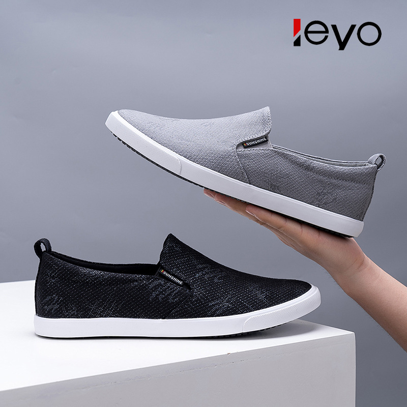 2021猎友春季新品休闲男鞋雨伞布简约板鞋圆头低帮套脚松紧懒人鞋