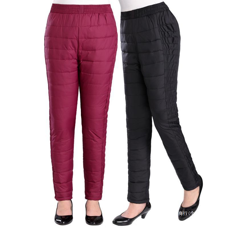 中老年羽绒裤女外穿高腰显瘦加厚白鸭绒女式内穿羽绒棉裤女冬反季