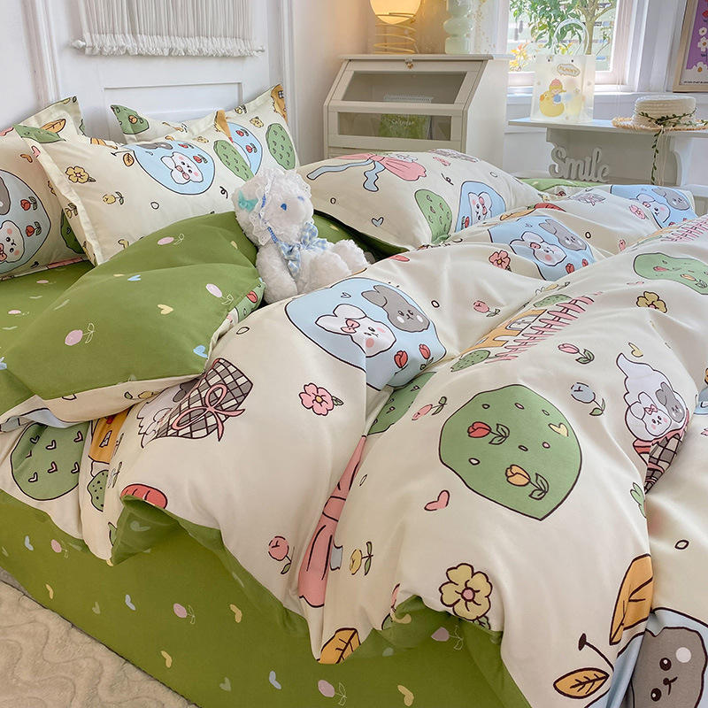 Three-Piece Bedding Set Gift Aloe Cotton Bed Sheet Quilt Cover Bed Sheet Four-Piece Set One Piece Dropshipping Factory Wholesale