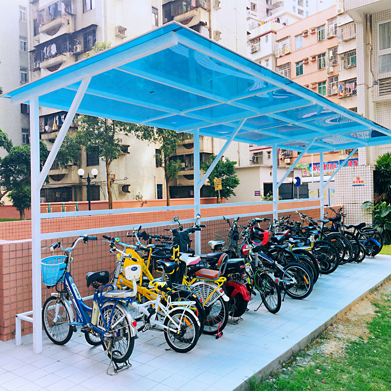 深圳厂家定做阳光板雨棚耐力板停车棚电动车充电桩雨篷单车停车棚