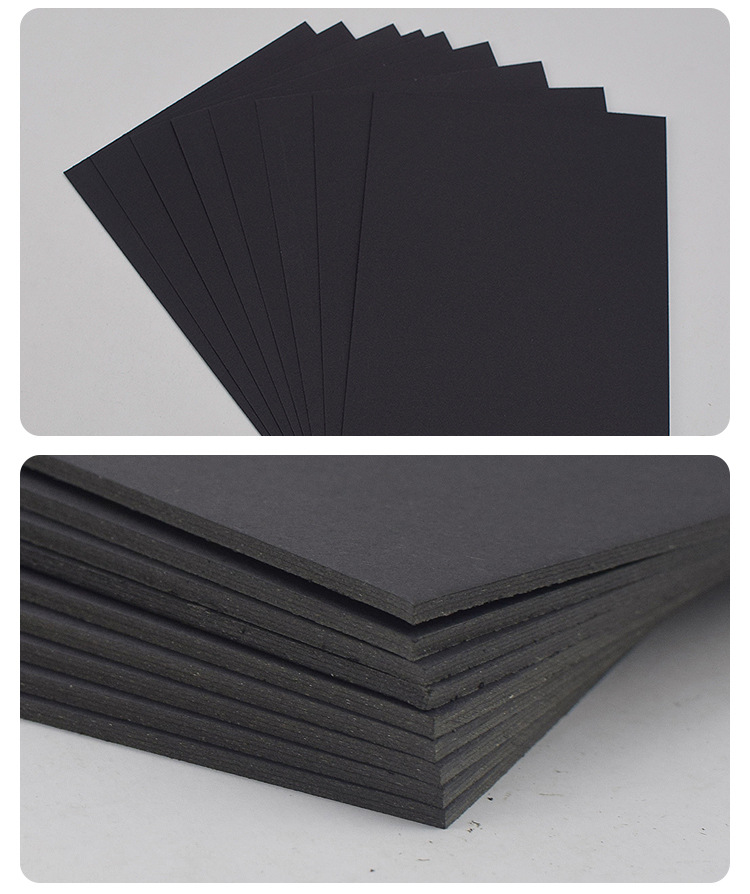 厂家直供黑卡纸黑色纸厚纸板硬纸板烫金封面纸卡包装印刷定制订做