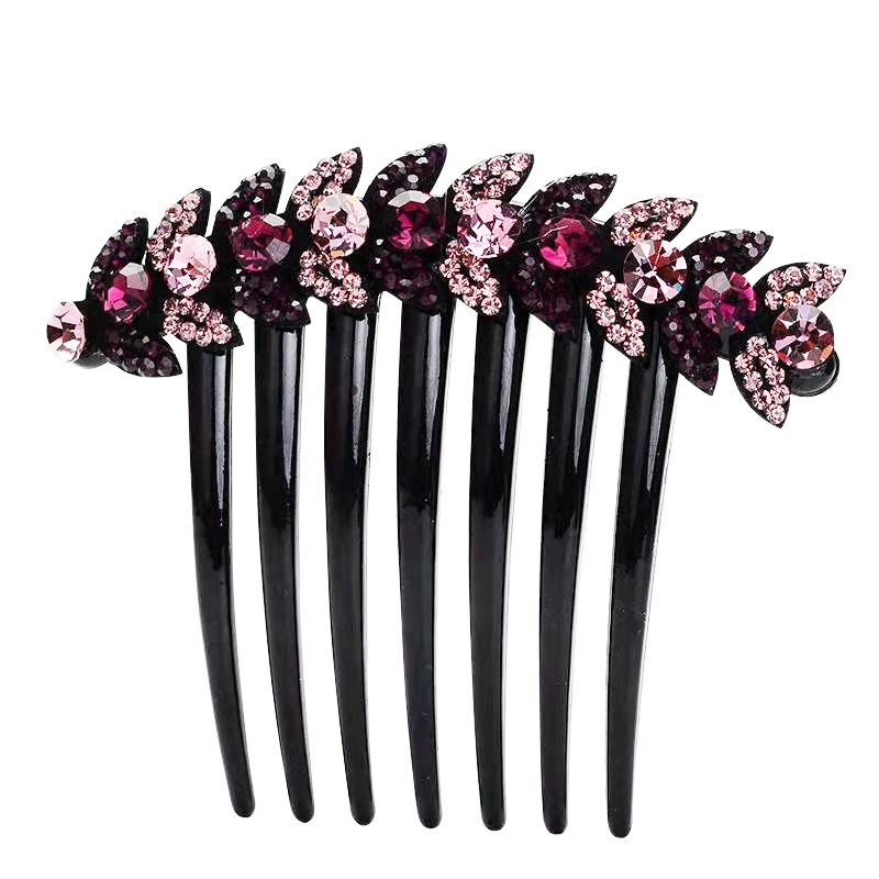 插梳盘发器发梳发夹水钻边夹头发卡子头花时尚夹子优雅顶夹头饰女