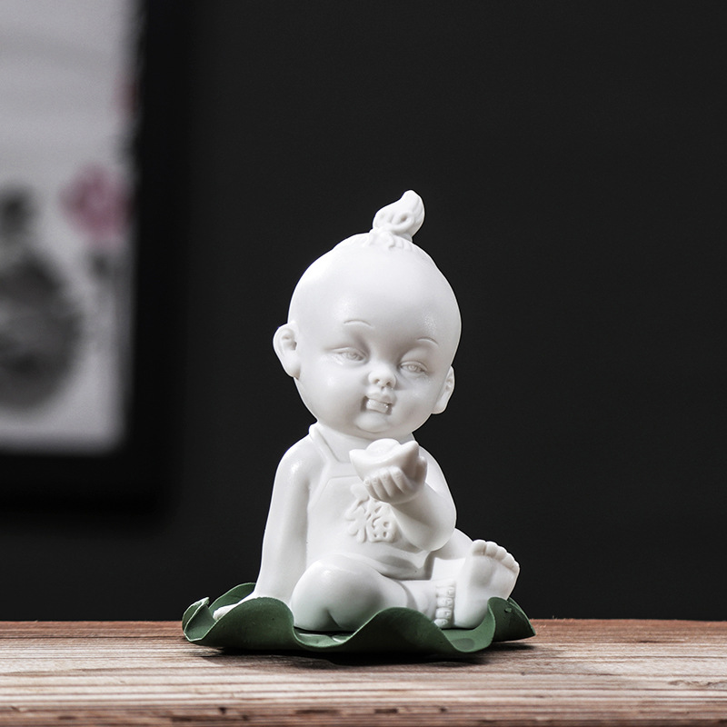 创意手工陶瓷人物早生贵子宝宝金童玉女婚庆礼品善财童子家居摆件