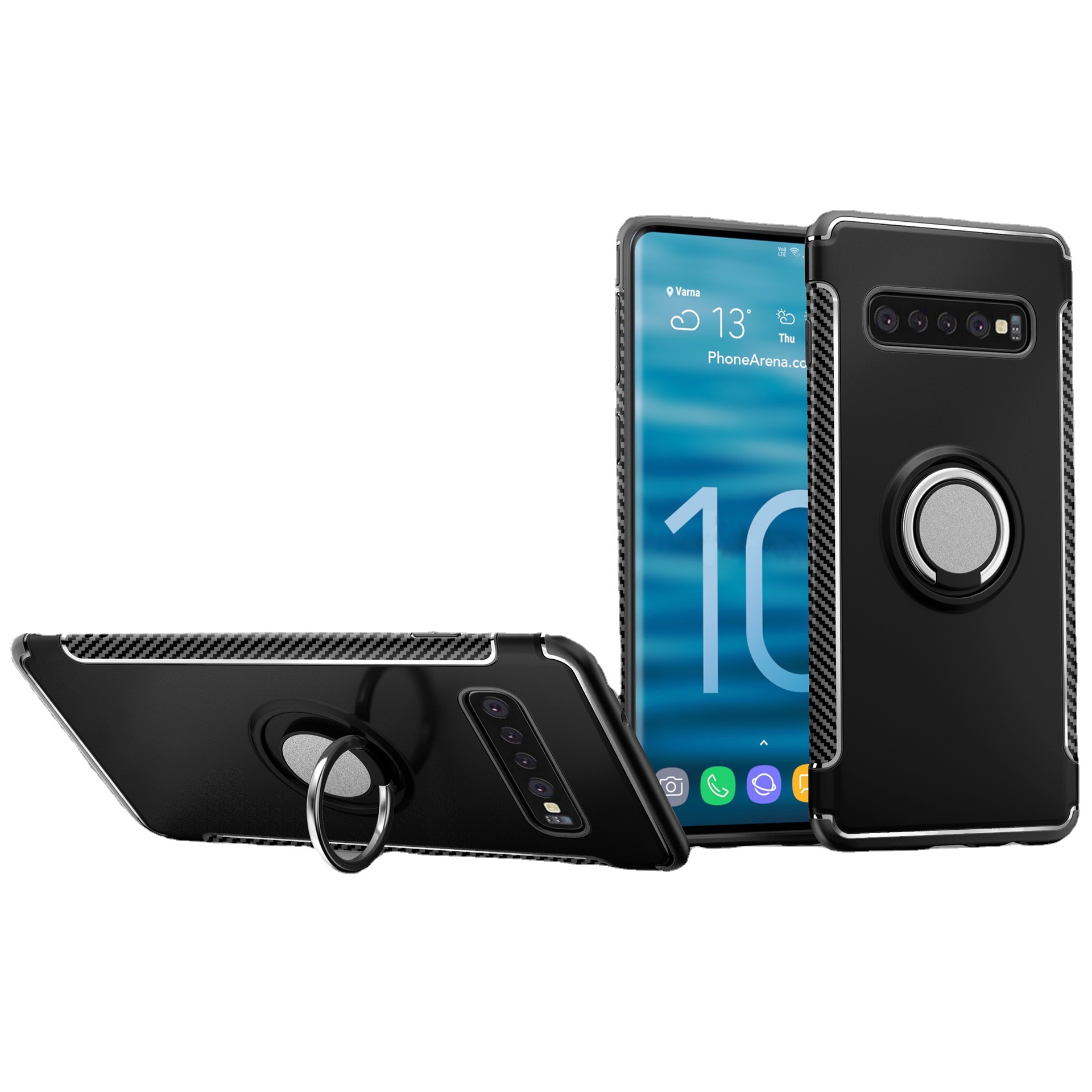 跨境适用三星 note9指环铠甲防摔保护套 s10车载磁吸手机支架壳