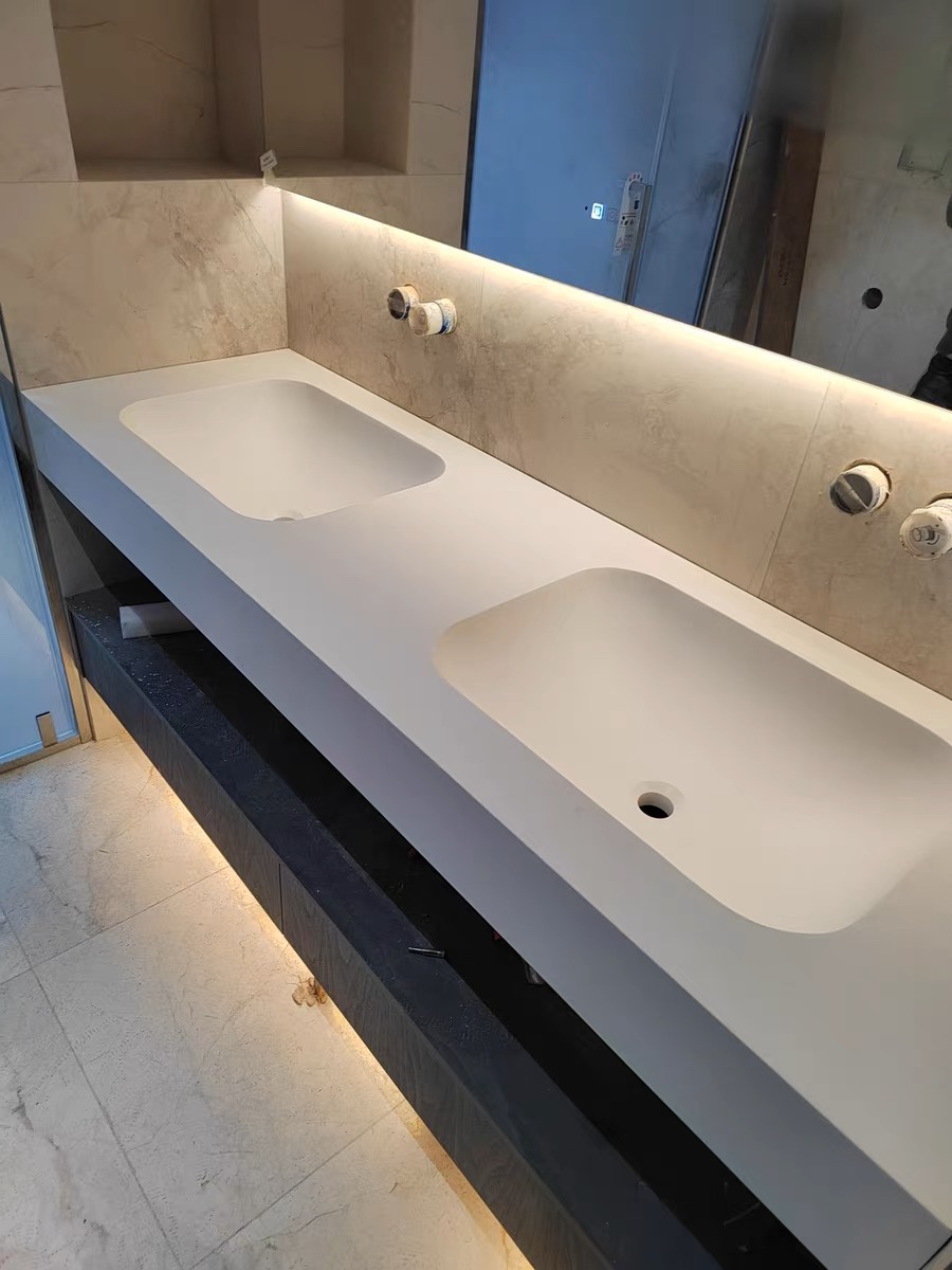 批发top可丽耐一体盆洗手台洗脸盆纯亚克力人造石洗面池洗漱台定