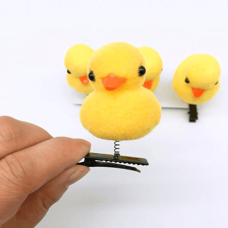 Cute Small Yellow Duck Barrettes Hair Ornaments Band Spring Little Duck Hairpin Duckbill Clip Toy Push Scan Code Small Gift