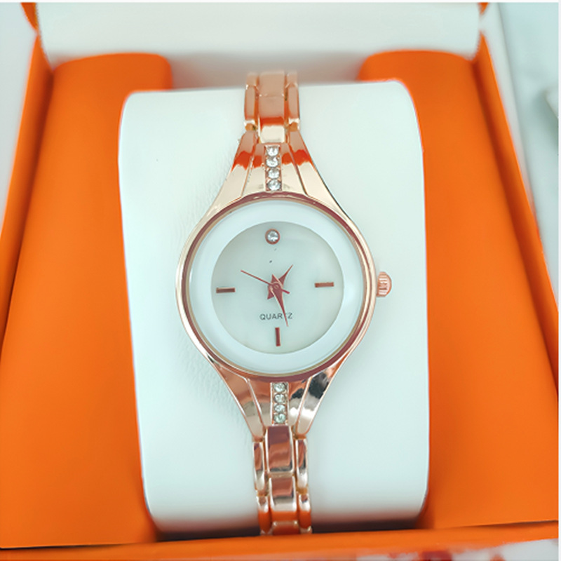 外贸新款韩版简约时尚镶钻女士手表仿陶瓷女款学生石英手链表厂家