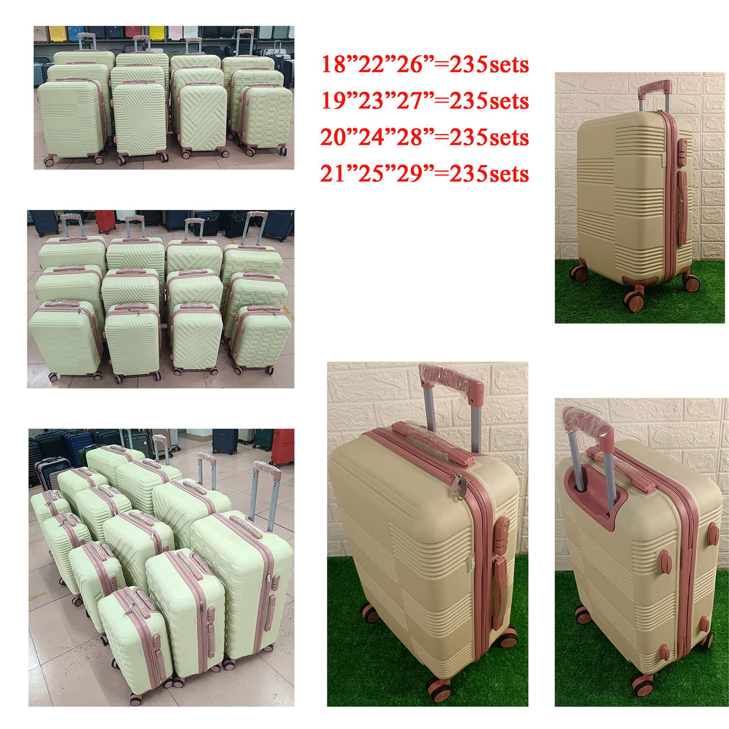 拉杆箱skd库存12件套abs半成品行李箱现货12pcs set skd suitcase