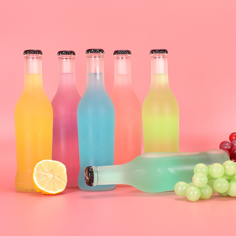 鸡尾酒空瓶子蒙砂玻璃果酒瓶批发分装玻璃果汁饮料瓶冰酒瓶现货