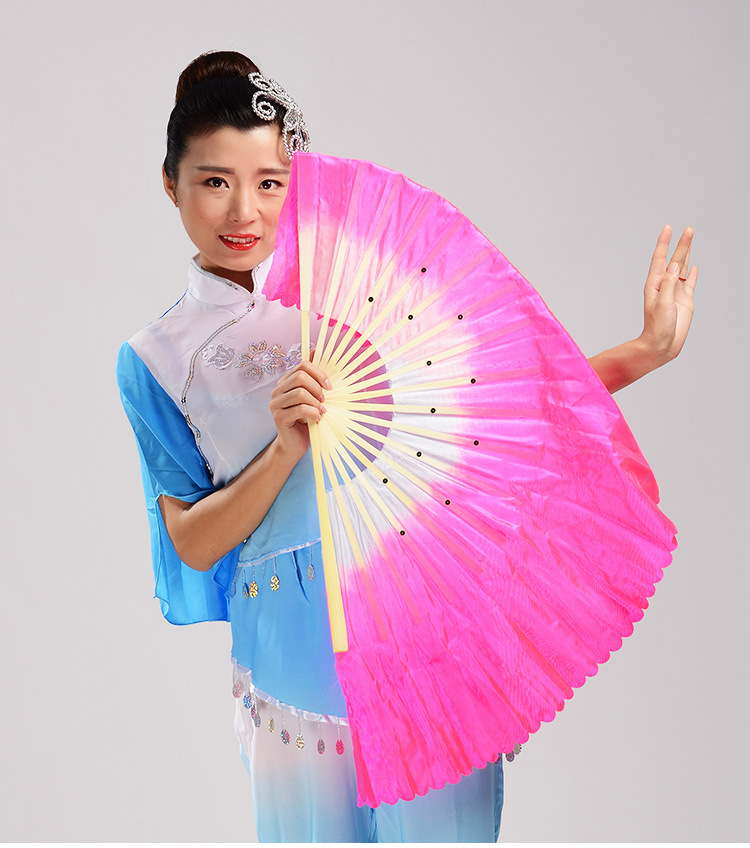 舞蹈扇子跳舞扇加长对扇广场舞扇扭秧歌渐变色标准一尺扇骨33厘米