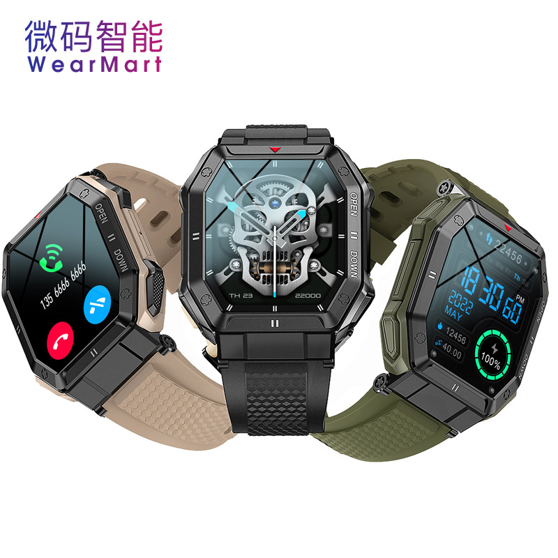 跨境新款k55户外智能手表 蓝牙通话心率血压血氧音乐计步运动模式