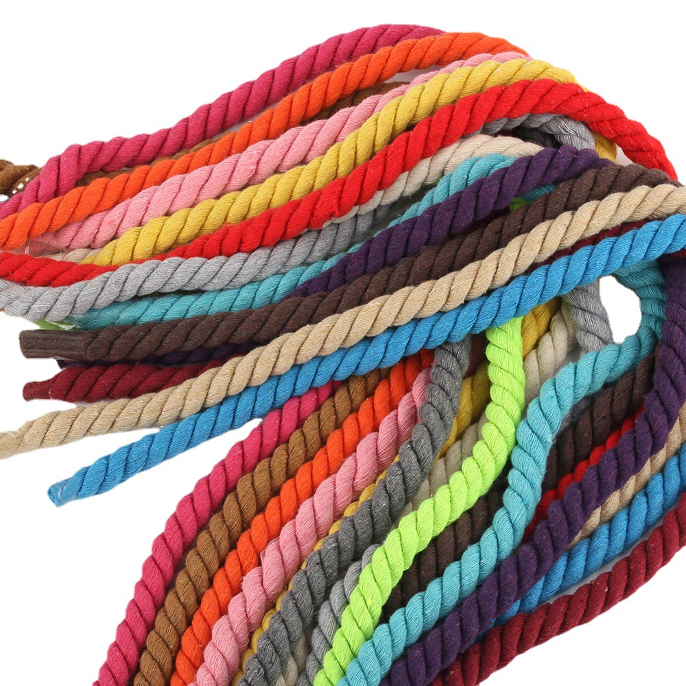 1厘米粗彩色三股棉绳 10毫米粗棉线 10mm粗棉绳捆绑树木装修店铺