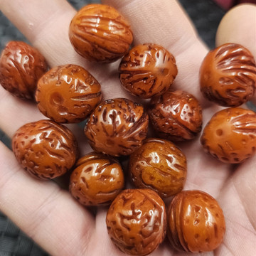 荧光浮盐水蜜蜡桃核散珠人造老蜜蜡珠子diy手链项链饰品配件批发